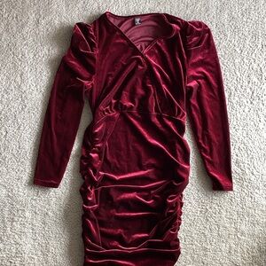 SHEIN Burgundy Velvet Long Sleeve Dress - more like a L/XL
